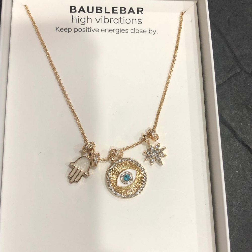 Baublebar high vibrations pave celestial starโ hamsa hand evil eye necklace new